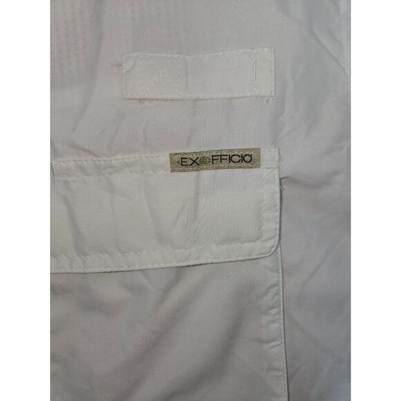 ExOfficio Mens Air Strip L/S Shirt Large White UPF 30 Sun Protection Roll-Up NWT - Picture 7 of 9